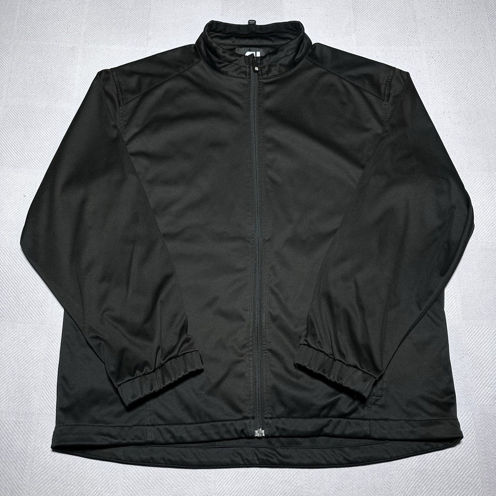 FootJoy FJ Jacket Mens Size Large Black Softshell Performance Pockets Full Zip - Picture 2 of 13